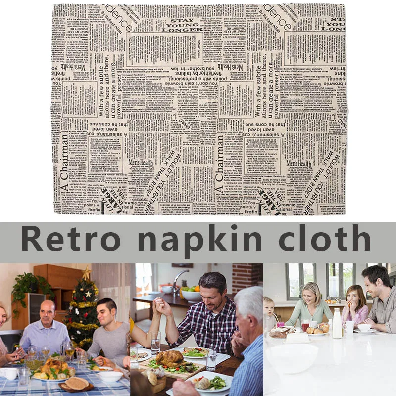 

Retro Placemat Tablecloth English Newspaper Style Napkin Photography Background Props Photo Backdrops Cloth Tea Towel Mats Pads