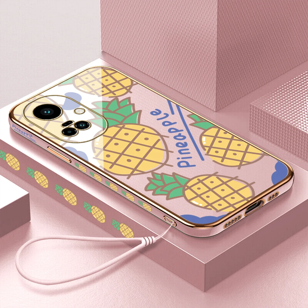 

Силиконовый чехол с ремешком и рисунком ананаса для Tecno Pova 3 2 Neo Spark Camon 19 18 5 6 7 8C Pro Air Go 2020