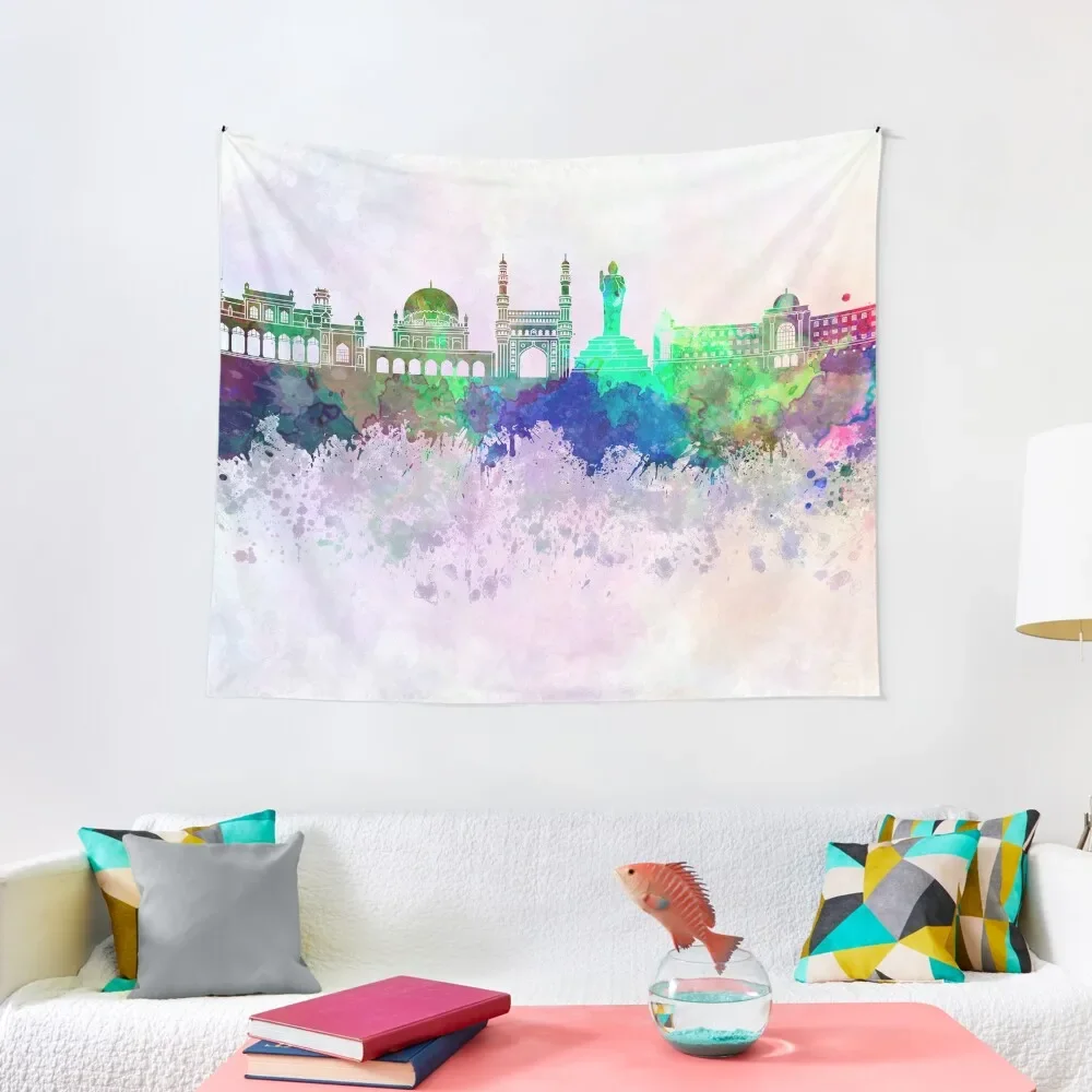 Гобелен Hyderabad skyline в акварельном стиле