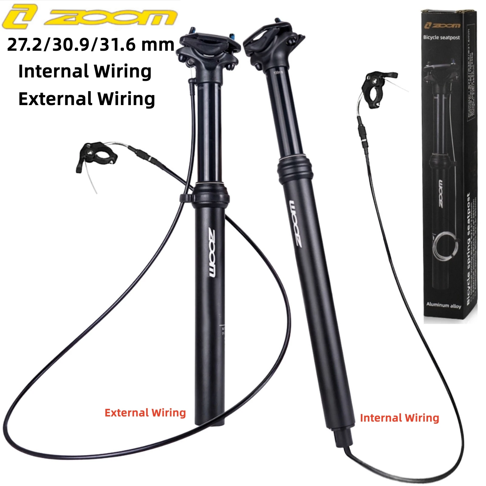 

ZOOM Bicycle Seatpost 27.2 30.9 31.6mm Mountain Bike Seat Post Internal Wiring/External Wiring Suspension MTB Dropper Seat Tube