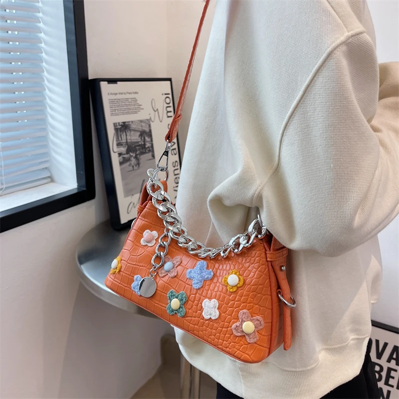 

Модная маленькая сумка с цветами, кожаная сумка на плечо в форме крокодила, маленькая сумка-мессенджер, кошельки и сумочки, роскошный дизайн