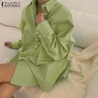 elegants stylish blusas vintage solid blouses zanzea 2022 women fashion shirts casual long sleeve lapel buttons tops femininas