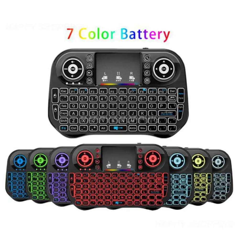 

I10 Rainbow Mini Backlight Keyboard English 2.4G Wireless Air Mouse Touchable For Android TV Box Desktop Touchpad PC VS I8
