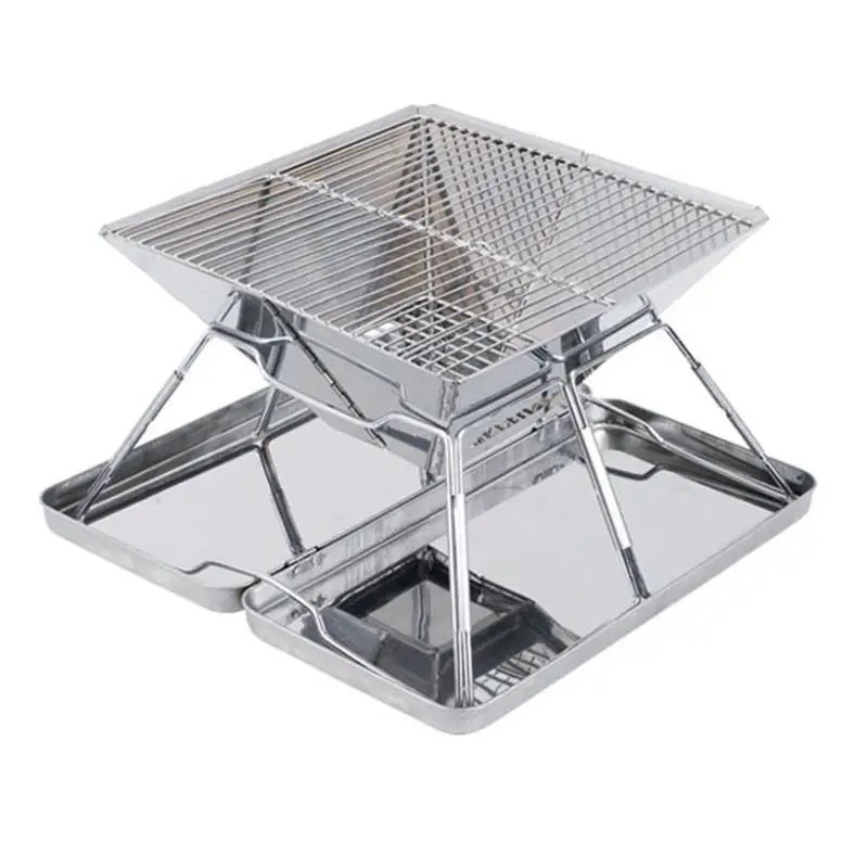 

All Metal Camping Charcoal Stove Brazier Camping Fire Wood Heater Portable Folding Hike Barbecue BBQ Grill Stand