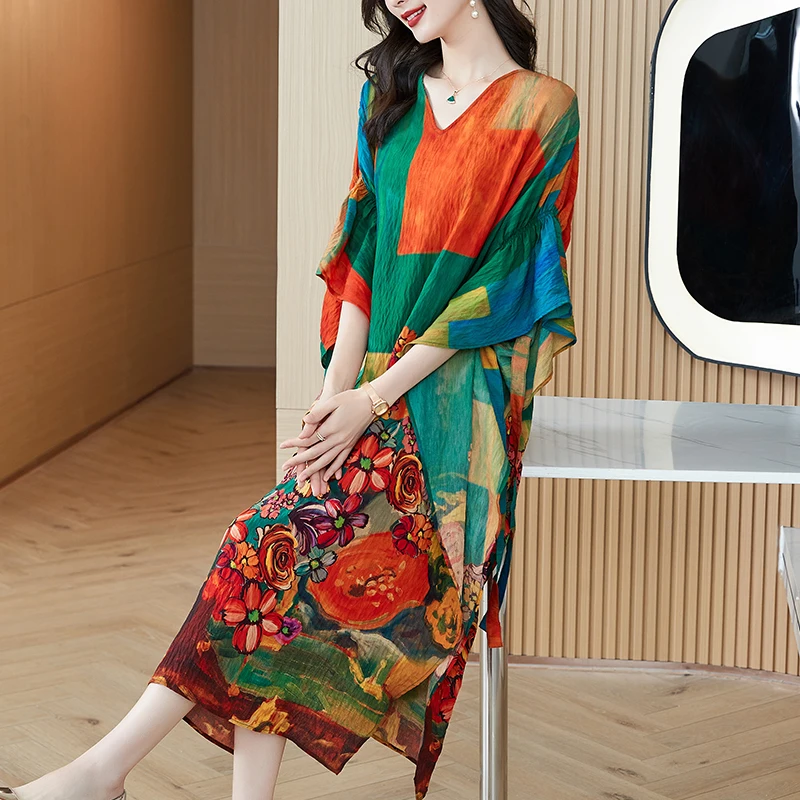 Женское платье с этническим принтом новинка весны 2022 женское повседневное