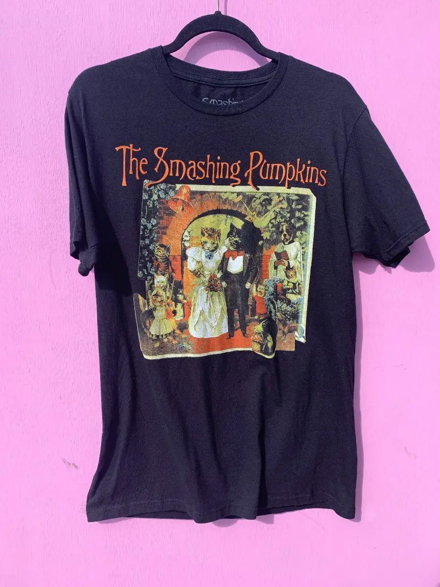 Черная Свадебная футболка с коротким рукавом Smashing Pumpkins band Cat NH12000