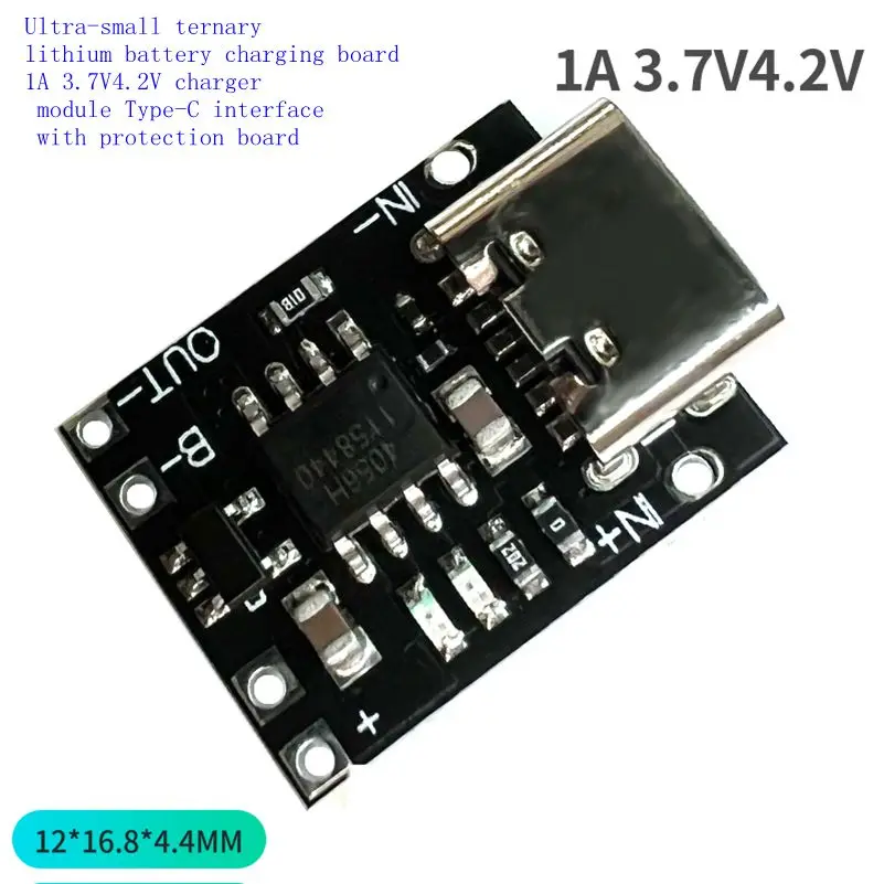 

Ultra-Small Lithium Battery Charging Panel 1A Ternary Lithium Battery 3.7V4.2V Charger Module Type-C With Protection Board