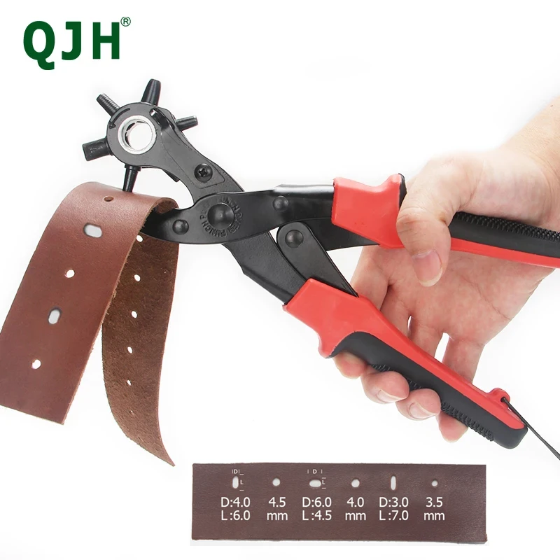 

New Leather Belt Hole Punch Plier Eyelet Puncher Revolve Sewing Machine Bag Setter Tool Watchband Strap Household Leathercraft