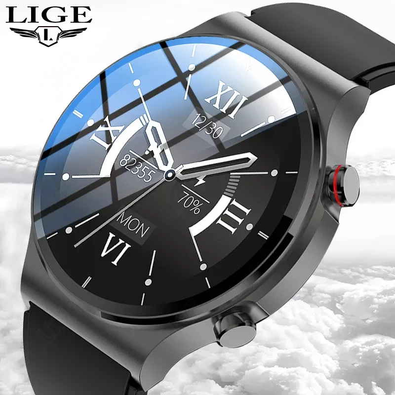 

LIGE 2022 Air Pump Air Bag Type Blood Pressure Smart Watch Men Full Touch Screen Heart Rate Monitor Sport Temperature Smartwatch
