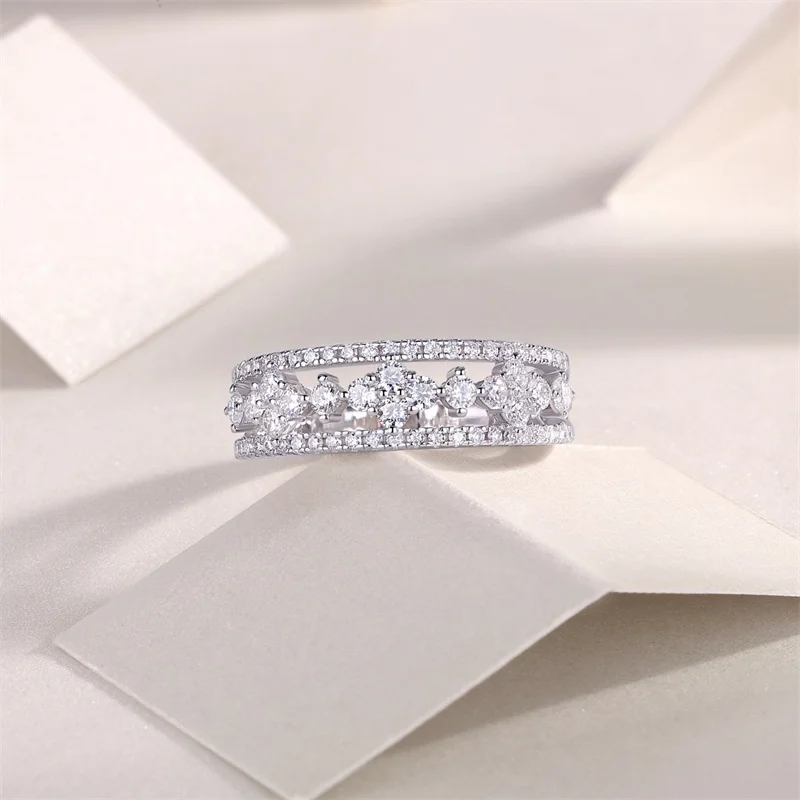 R13320 Lefei модное роскошное классическое тонкое кольцо с муассанитом полое клевером