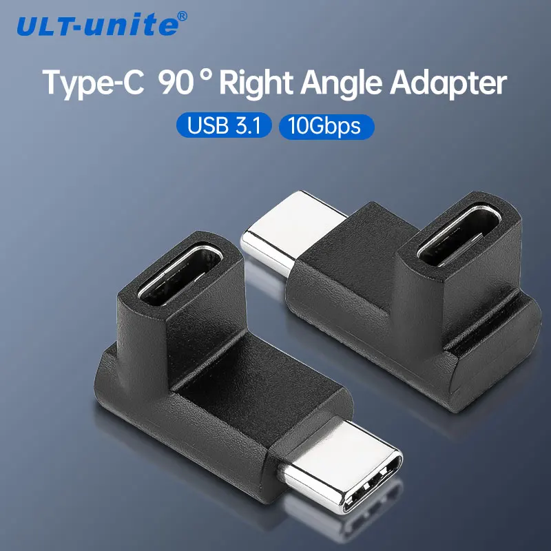 

USB 3.1 Adapters 90 Degree L Shape 4K60Hz Type C Male to Type C Female Data Adapter 10Gbps Converter PD 100W Fast Charging Cord