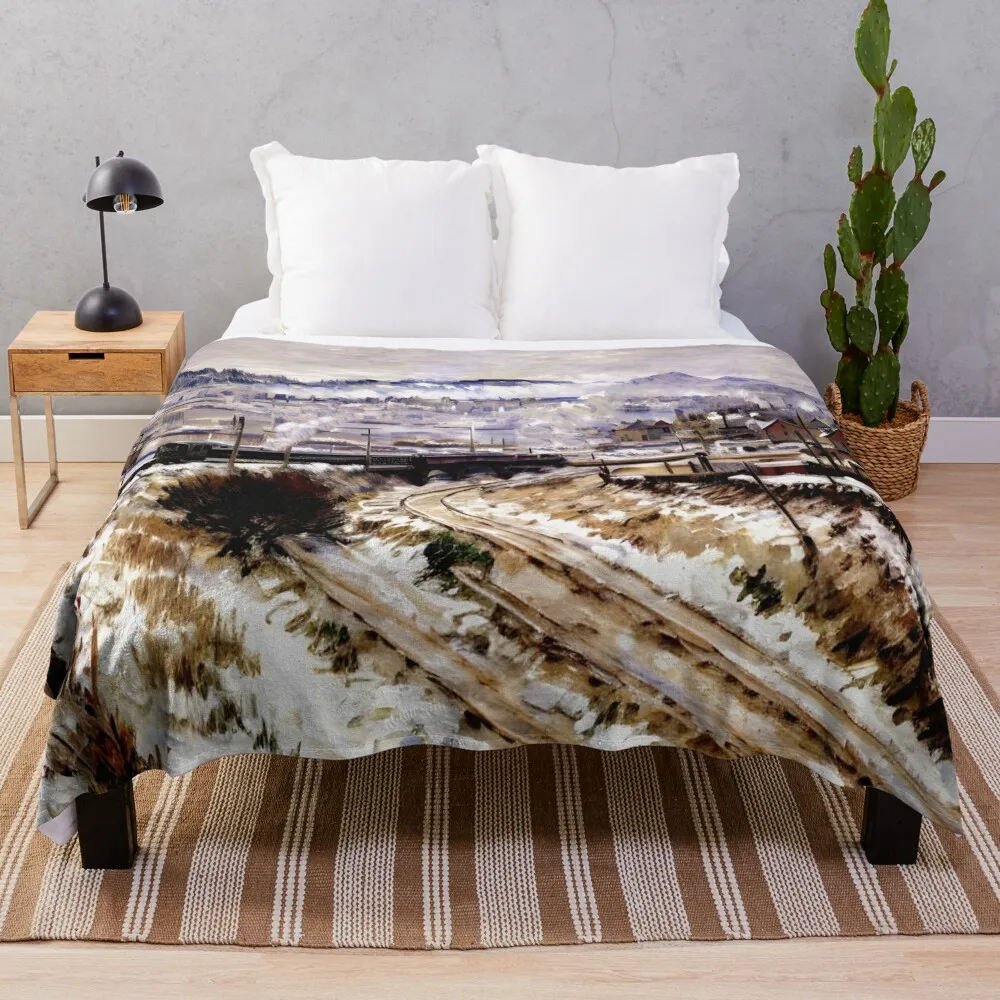 Поезд в снегу на Argenteuil — гармония между современной промышленностью и