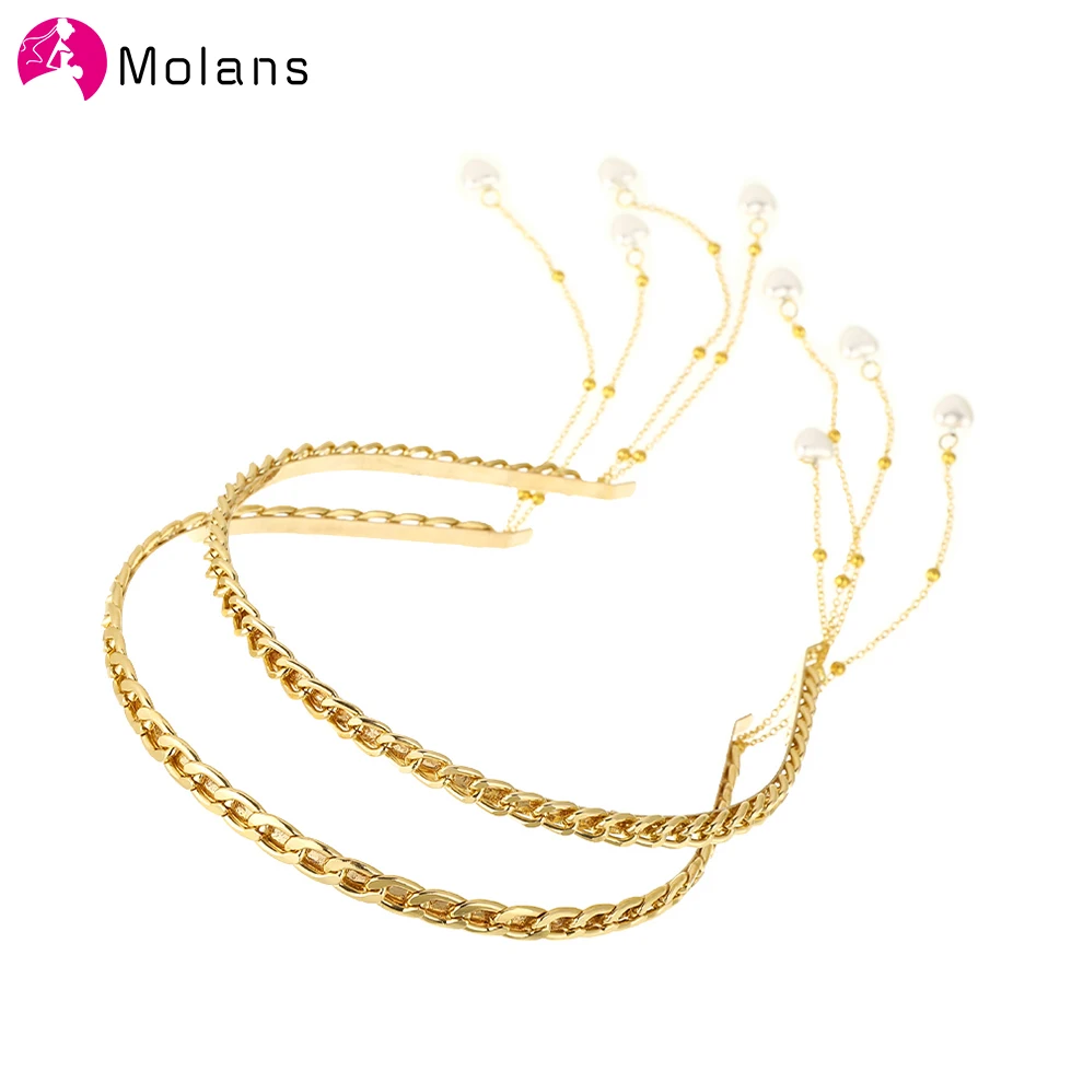 

Molans новая Жемчужная Повязка для женщин металлическая цепочка лента для волос с кисточкой обруч ободок модные аксессуары для волос головной...