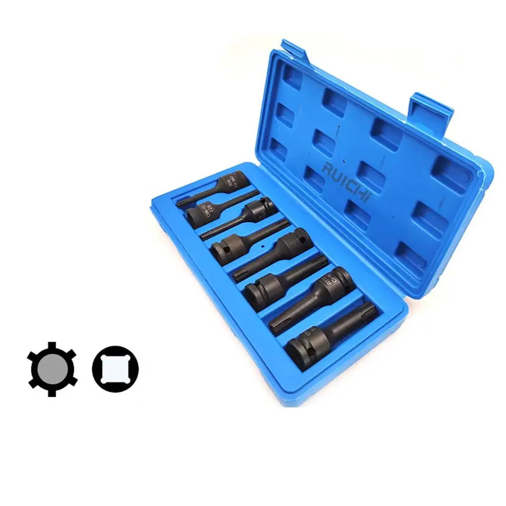 

8pcs Inner Hexagonal Bits Strong Sleeve Wrench Heads Handle Tools 1/2 Pneumatic Sleeve Nut Driver Drill Bit Set