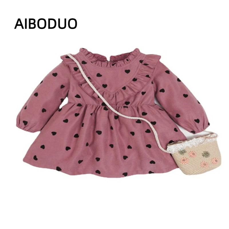 

Hot Style Autumn Baby Girls' Dress Pure Cotton Long Sleeve Wave Point Printed Princess High Quality Girl Dresses