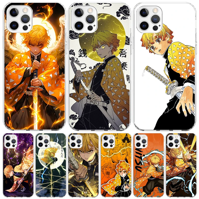 Demon Slayer Agatsuma Zenitsu Phone Case For Apple Iphone 11 12 13 Mini 14 15 16 Pro Max 7 Plus X XS XR SE Art Customized Coque