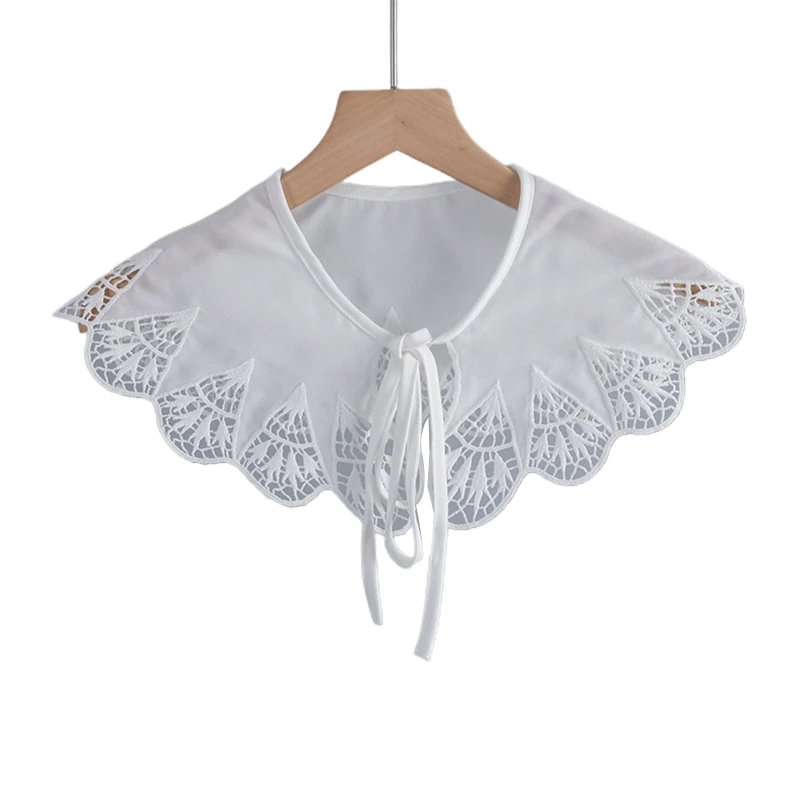 

Decorative Embroidered False Collar Hollow Preppy Style Detachable Shawl Scarf