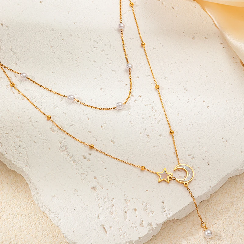 Женское Двухслойное Ожерелье ENSHIR Из Нержавеющей Стали 316L С Кисточкой В Форме