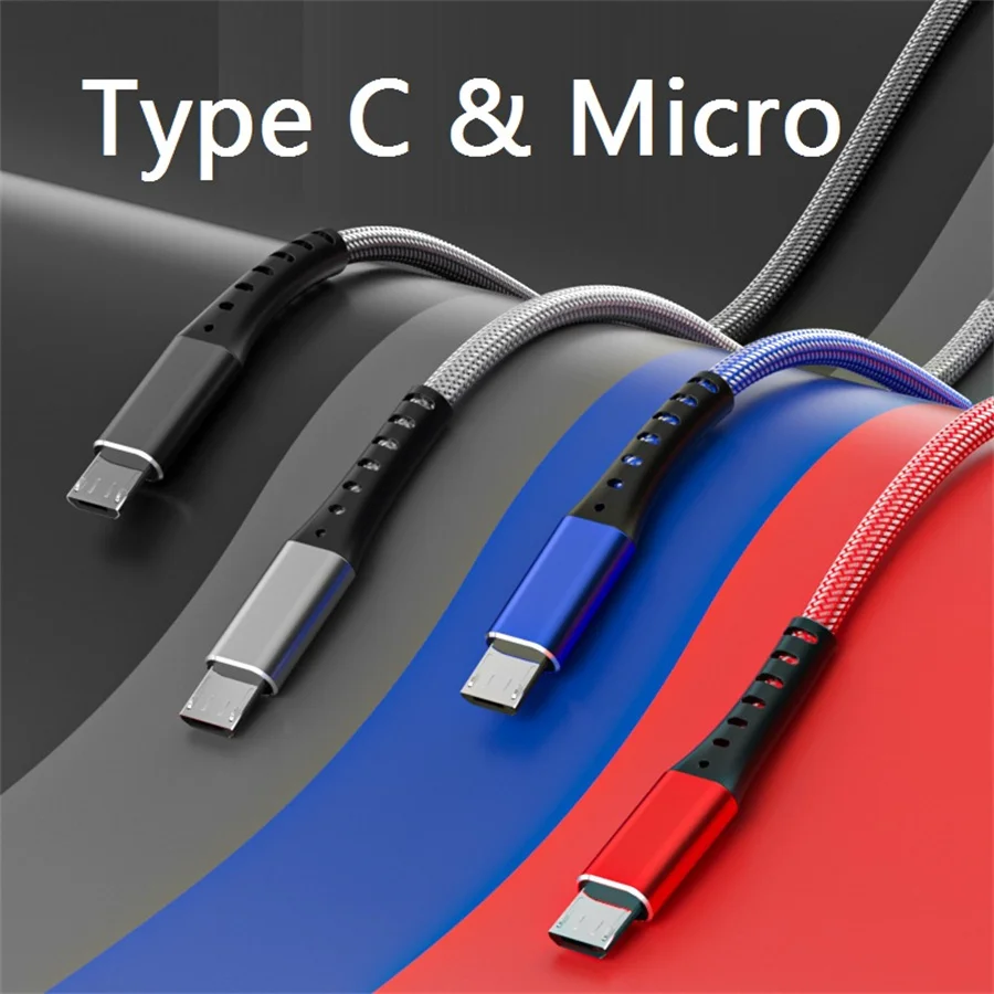

Fast Charging Type c USb-C Micro Usb Cable 1M 3FT 3A Fabric Alloy Thicker Braided USb Cables For Samsung htc xiaomi redmi huawei