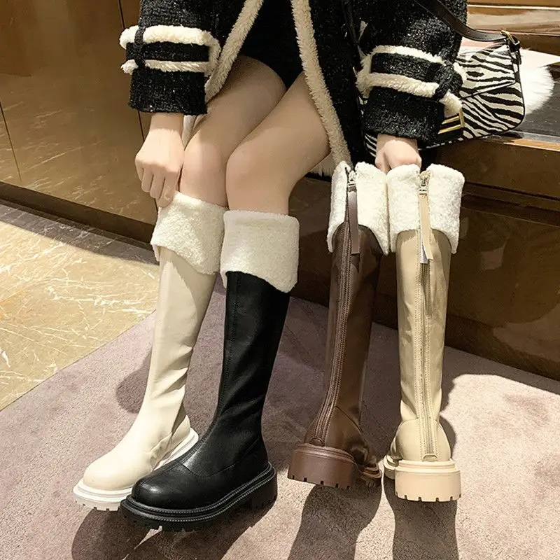 

Designers Boots Women Shoes Lamb's Wool Boots Female Knee-high Boots 2022 New Models Winter Plus Down Snow Boots High Long Boots