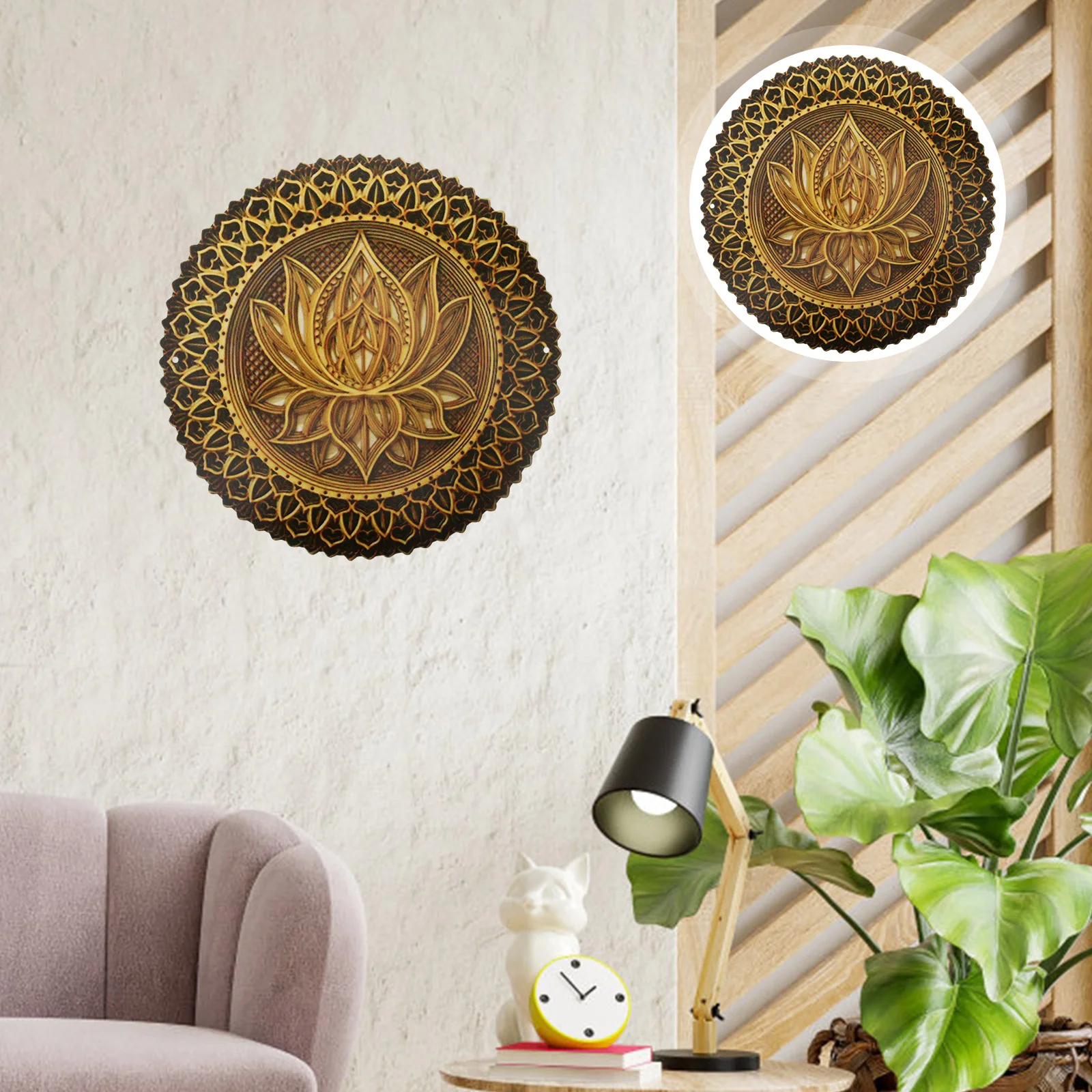 

Bathroom Decorations Delicate Pendant Round Mandala Metal Wall Art Hanging Adorn Flower Sculptures