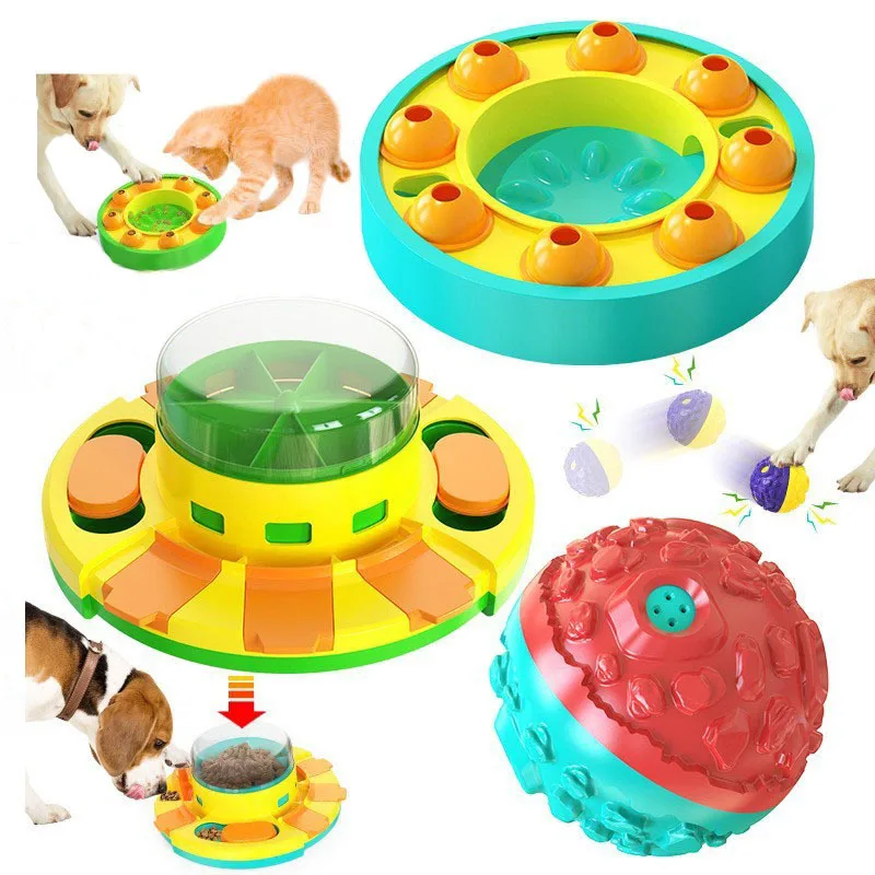 

Dog Turntable Interactive Toys Increases Pet IQ Slow Feeder Labrador French Bulldog Swing Training Food Dispenser Pet Products