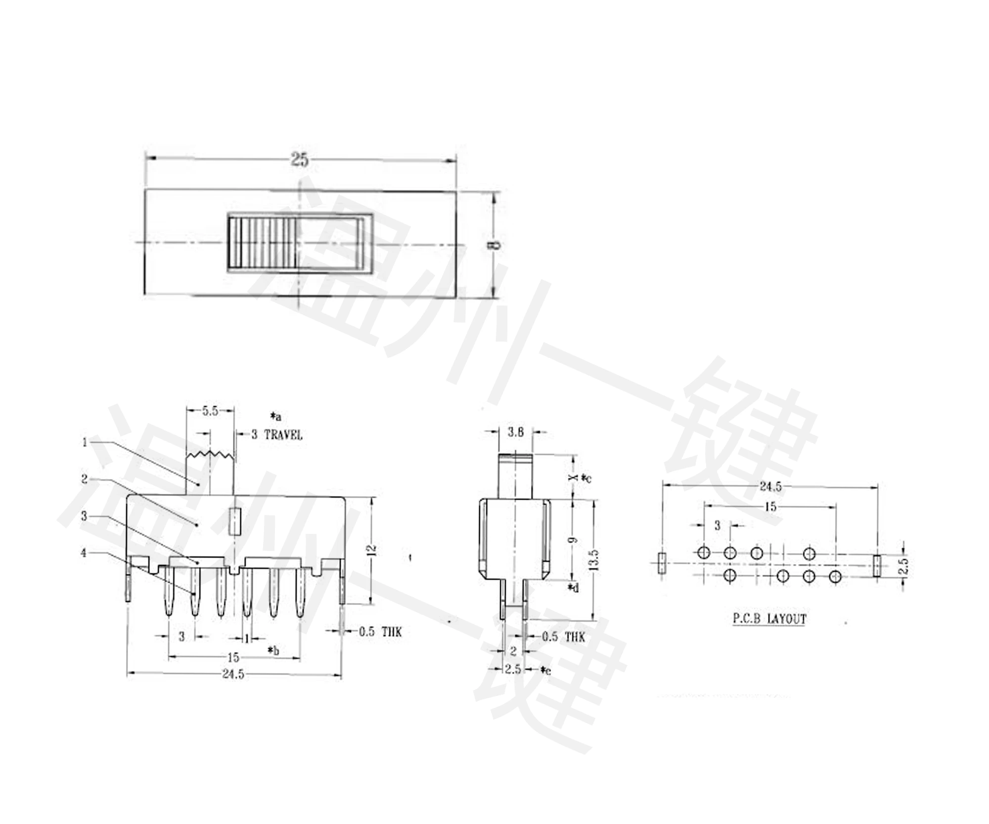 10 шт. SS-23F07 2P3T 3-ступенчатый 2-фиксированный штифт 8-контактный вертикальный