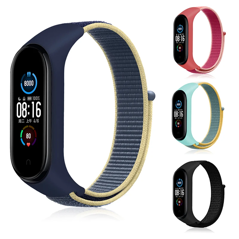 

Bracelet for mi band 5 6 Strap Nylon Sport loop watch Belt pulsera correa Miband strap Wristband for xiaomi Mi band 4 3 Bracelet