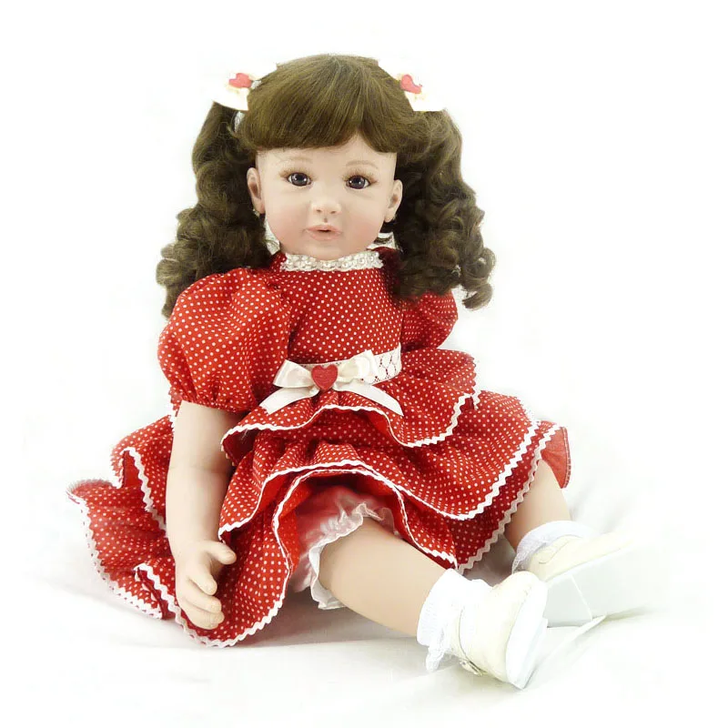 

60CM High Quality Reborn Toddler Princess Girl Doll Long Curly Hair Adorable Lifelike Baby Bonecas Bebe Reborn Menina Toys