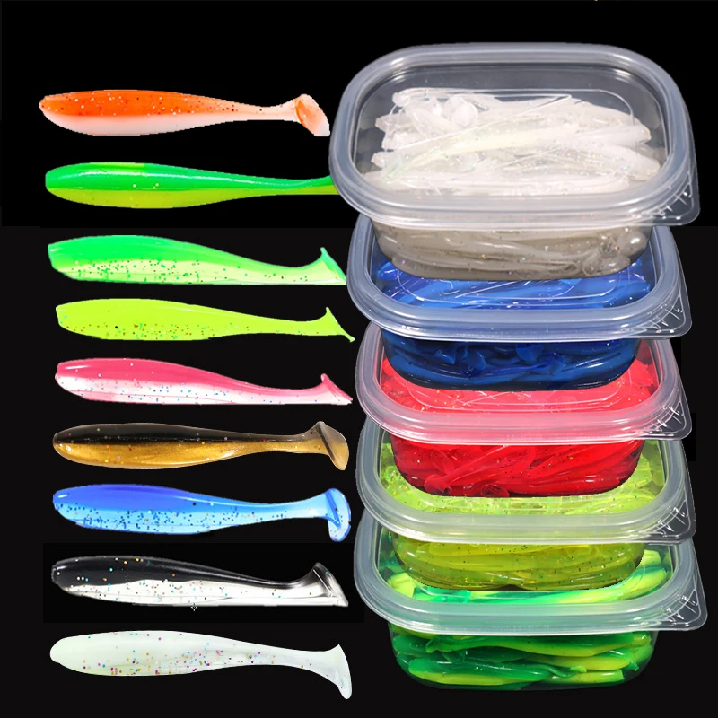 

50Pcs/10Pcs Silicone Worm Soft Bait 55mm 65mm 75mm Fishing Lure Artificial Rubber Jigging Wobblers for Tackle Bass Pike