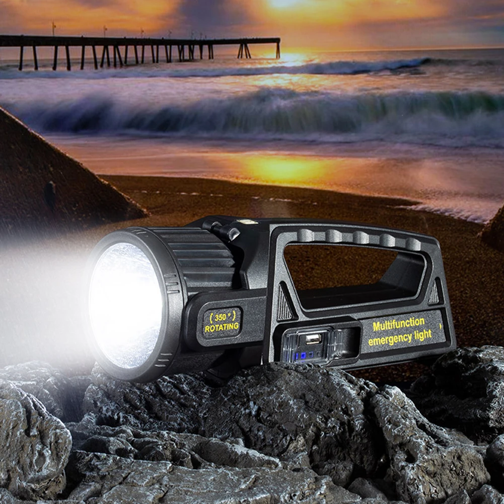 

LED Solar Flashlight Searchlight Multifunctional Portable Lantern Dimmable Power Display Rotatable for Outdoor Accessories
