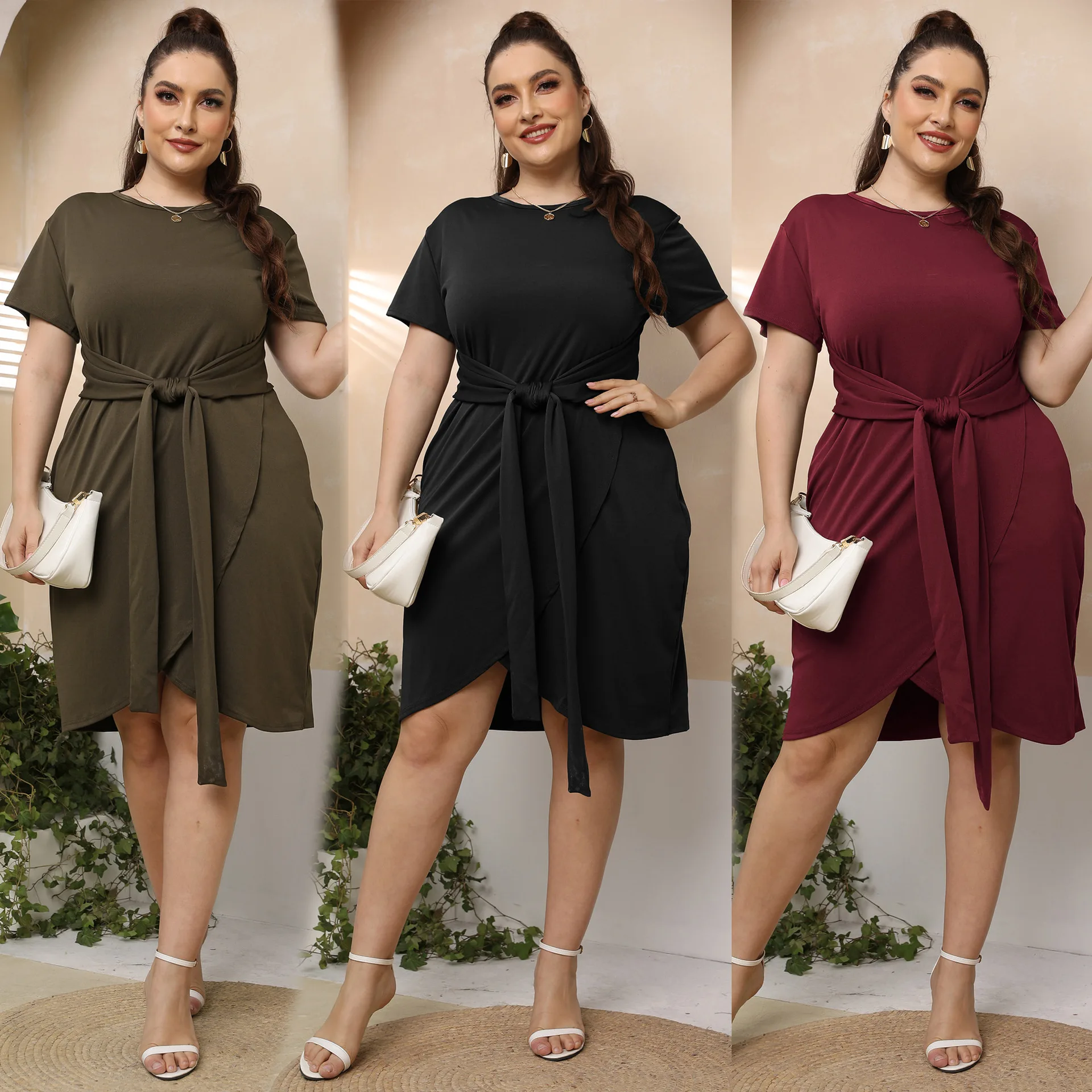 

Летняя женская повседневная короткая юбка с ремешками и коротким рукавом, Необычные платья с перекрестными завязками