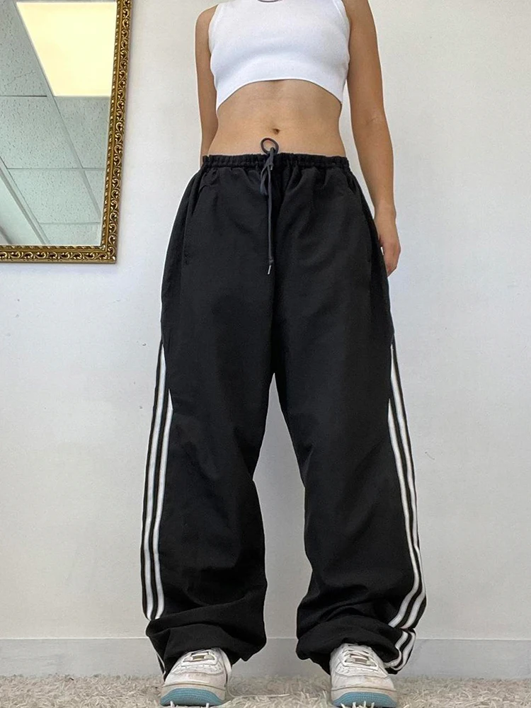 Женские свободные брюки Weekeep черные штаны в уличном стиле бриджи для бега