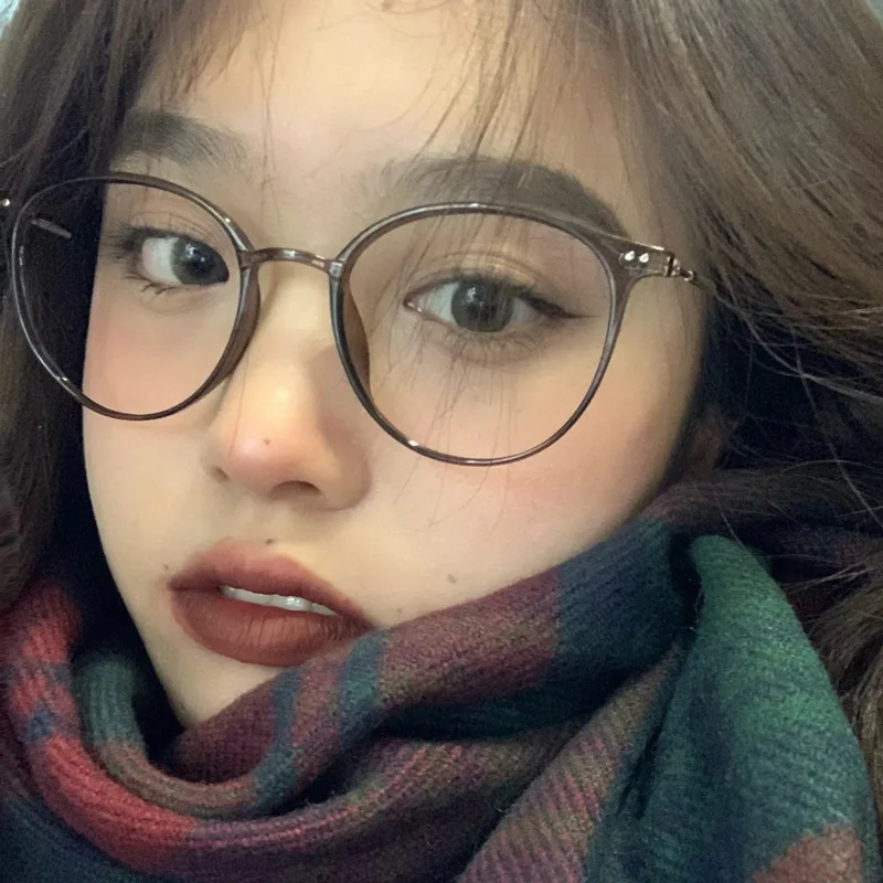 

2022 New Korean Oval Glasses Frame Retro Light And Thin Rice Nail Anti-blue Light Glasses Smooth Mirror ZUIDID White Collar Cute