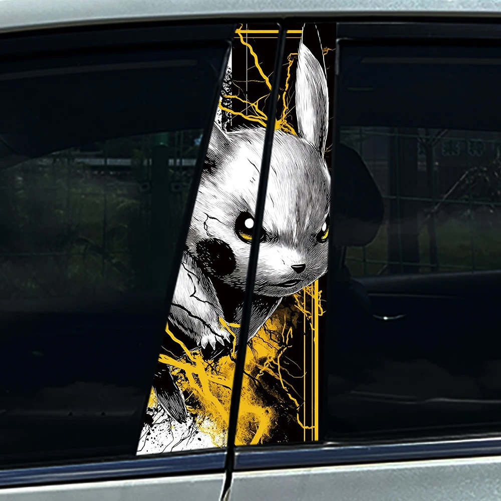 

1/2 шт., аниме, желтое животное, наклейка на центральную стойку автомобиля, защитная пленка на стойку B, украшение