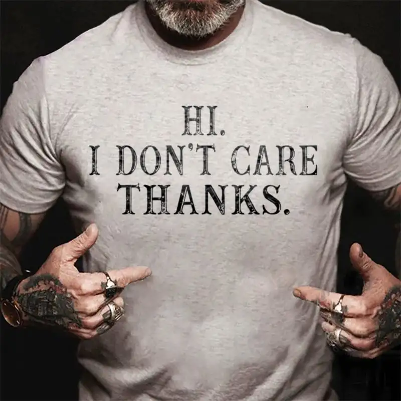 

Badassdude Hi I Don't Care Thanks Printing Men's Casual Fashion T-shirt