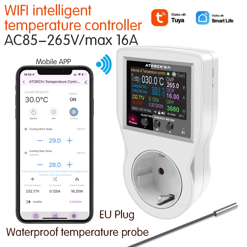 

ATORCH 16A WiFi Цифровой Термостат