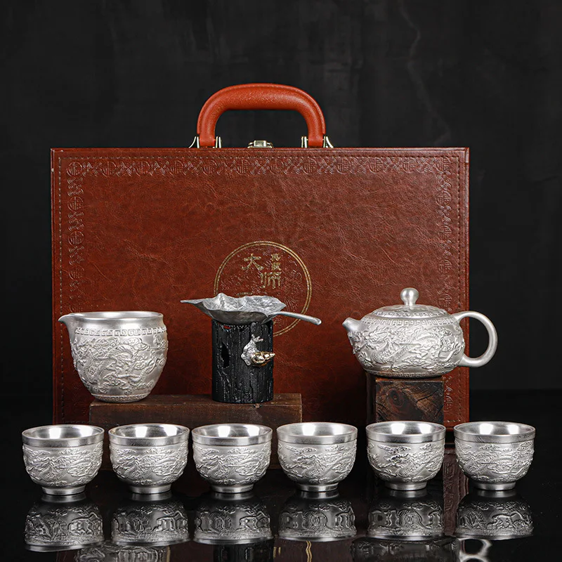 999 посеребренный чайный сервиз в китайском современном стиле высококачественные