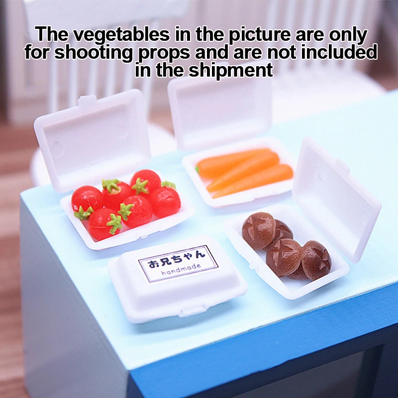 

1Set 1:12 Dollhouse Miniature Lunch Box Plastic Bag Vegetable Fruit Packing Box Fast Food Box Dollhouse Kitchen Model Decor Toy