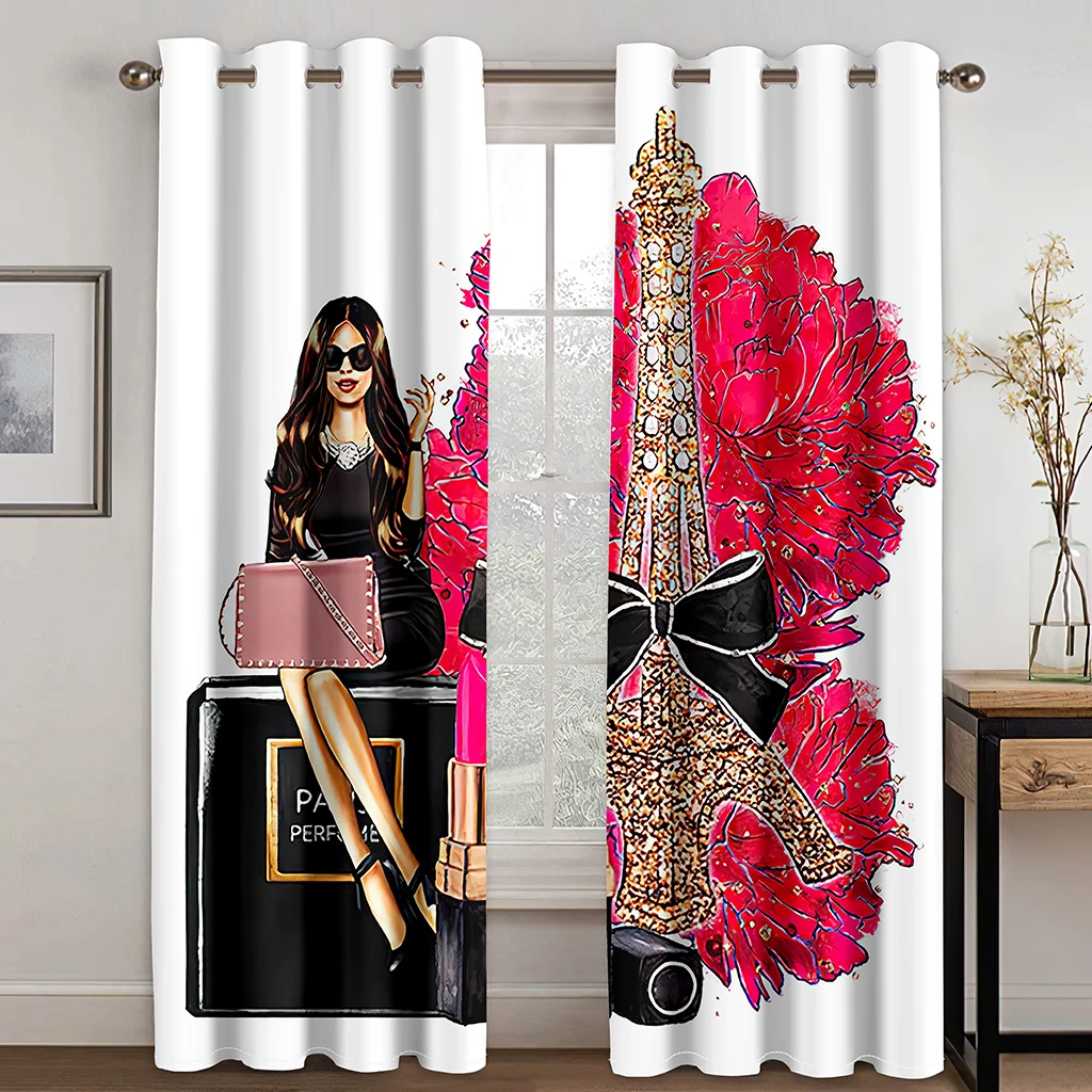 

Elegance Fashion Towel Flower Perfume Bottle Modern Free Shipping 2Pieces Thin Window Curtain for Living Room Bedroom Home Decor