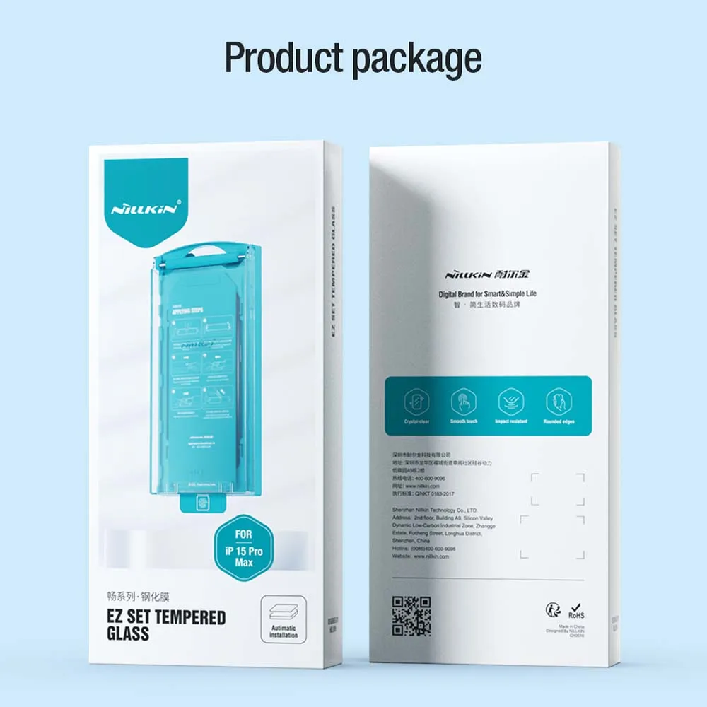 Защитная пленка для экрана Nillkin iPhone 15 Pro Max EZ SET закаленное стекло с простым