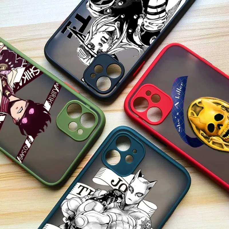 Чехол для телефона с аниме JoJo Killer Queen цветного Iphone 13 7 8 Plus X Xs Max Xr 11 12 Mini Pro матовая