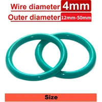 5pcs wire diameter 4mm fkm fluororubber o ring sealing ring od 12mm 50mm green seal gasket ringcorrosion resistant heat
