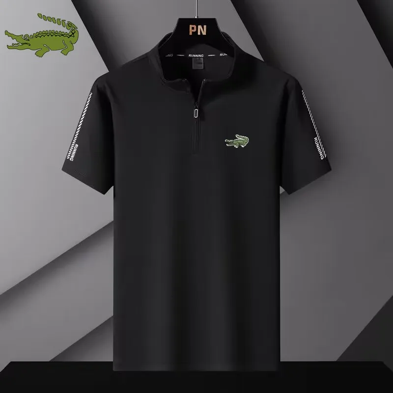 

2023 New Men's Standing Neck Zipper T-shirt Fashion Casual Breathable Top Men's Short Sleeve