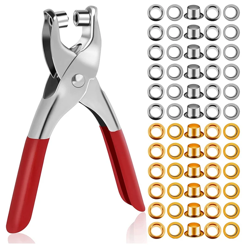 

600 Pcs Metal Eyelets 1/4 Inch Grommet Eyelet Pliers Tool Kit Eyelet Hole Punch Plier Fabric Eyelets Shoe Eye Pliers