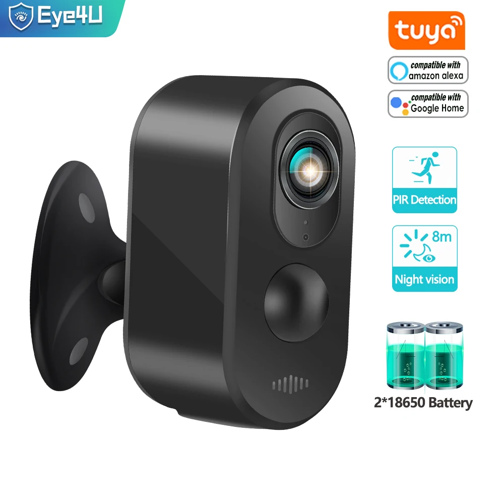 Солярная 4G IP-камера 3 Мп Видеонаблюдение на открытом воздухе Домашняя безопасность Google Home Аккумуляторная камера Alexa Tuya Черно-белая.