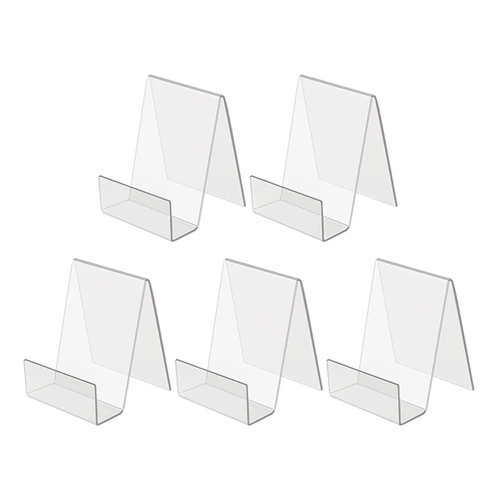 

5 Pcs Label Book Stand Table Top Bookshelf Magazine Holder Rack Acrylic Clear Display