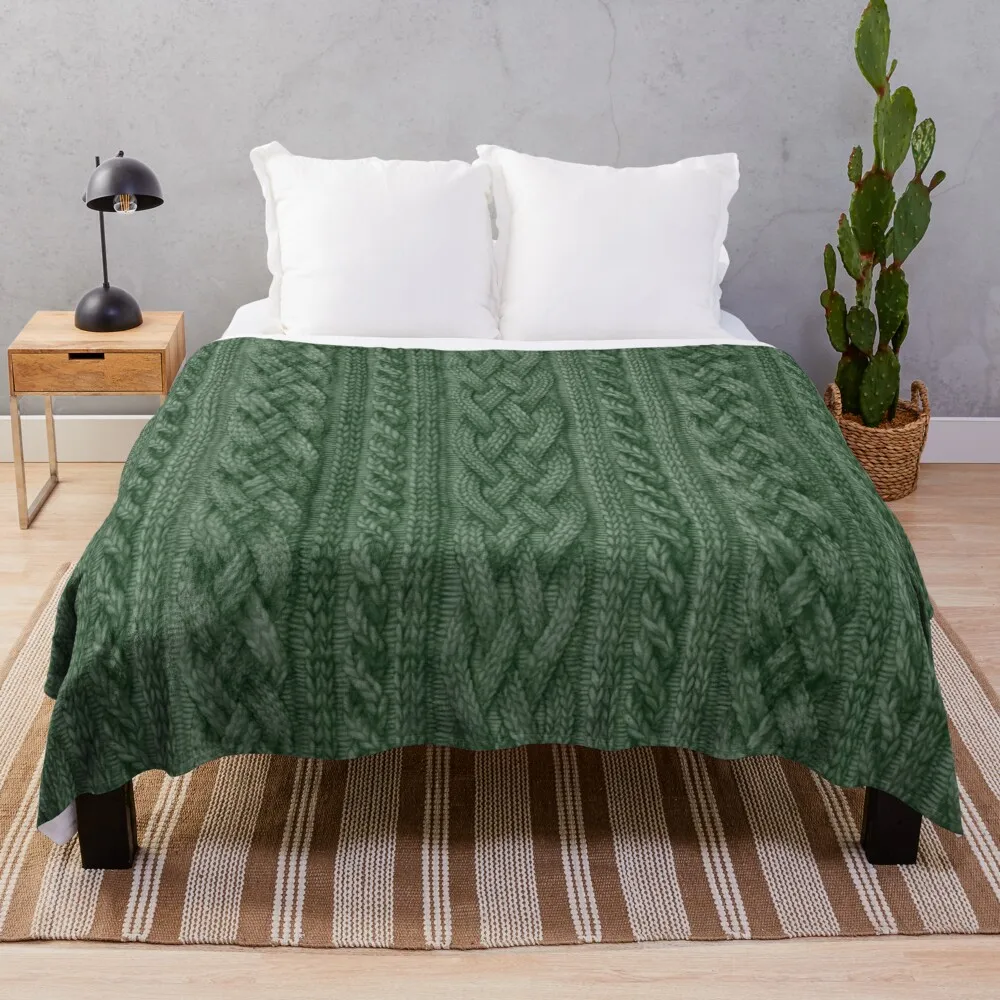 

Pine Green Cable Knit Throw Blanket brand blankets Hair blanket Kid's blanket custom blankets