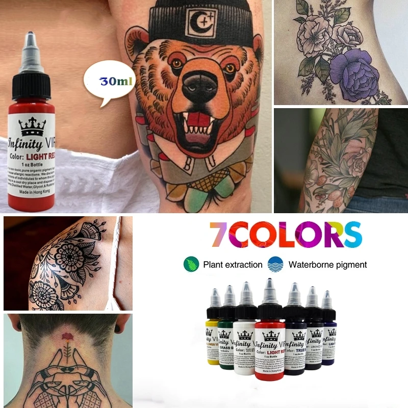 

Профессиональные пигментные чернила для татуировок, 30 мл/бутылка, безопасные полуперманентные краски для татуировок, принадлежности для красоты тела, тату, художественные чернила для татуировок