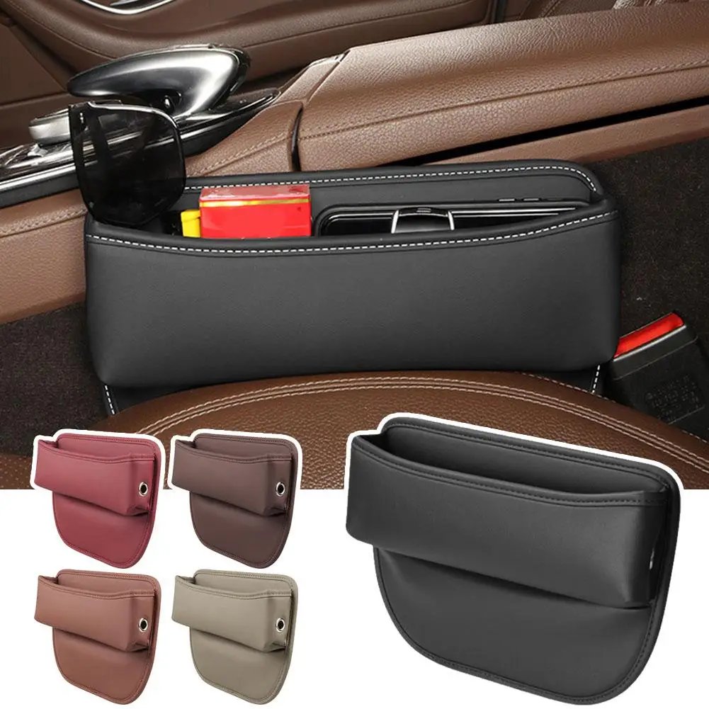 

PU Leather Car Console Side Seat Gap Filler Front Seat Organizer For Cellphone Keys Small Items Automotive Interior Car Gadget